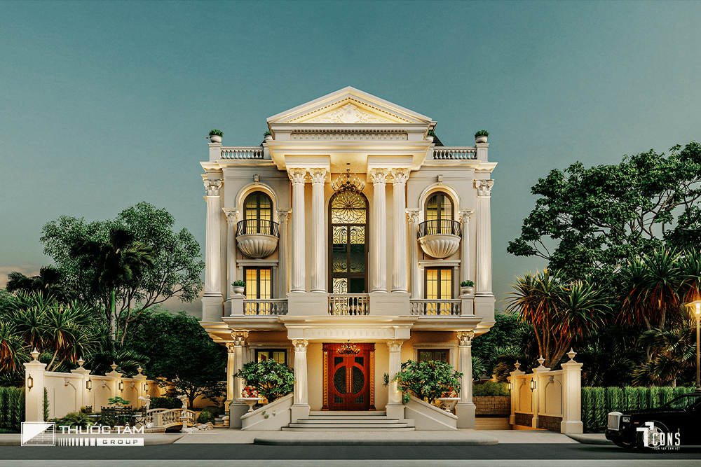 Cấu trúc đối xứng giúp cân bằng thị giác đặc trưng của phong cách Tân Cổ Điển.
